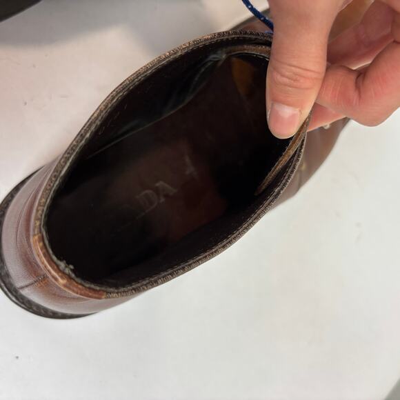 Prada Brown Square Toe Chukka Leather Boots Men's 7 - Picture 11 of 14